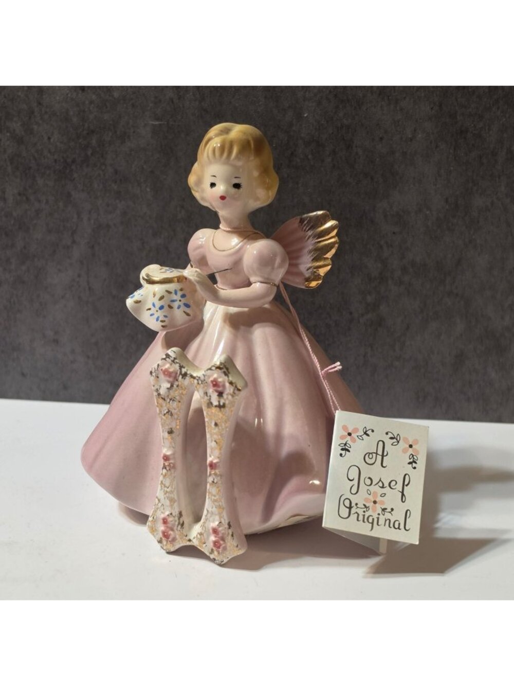 Vtg Josef Originals 11th Birthday Angel Figurine Japan Signed w/ Tag CHIPPED